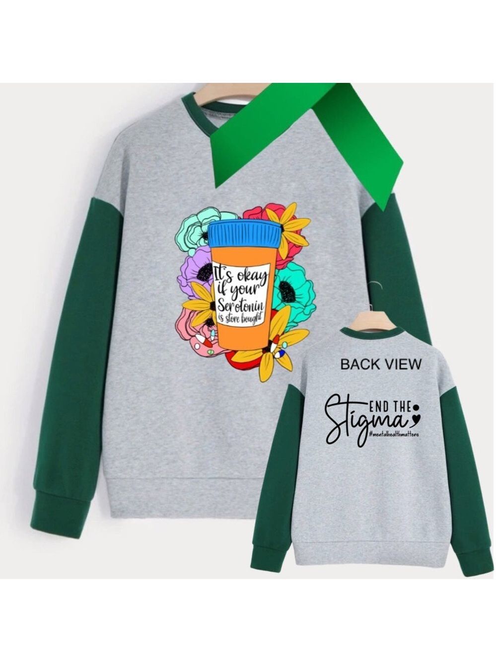 Serotonin Mental Health graphic oversized pullover crewneck sweatshirt small